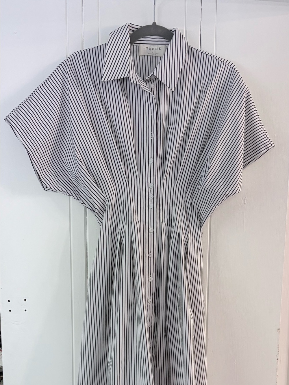 Tobie Button Front Pleated midi shirt dress by Anthropologie